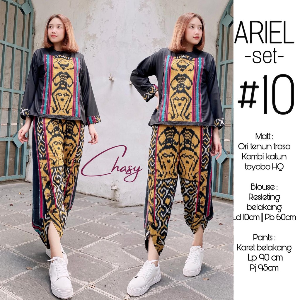 AllForYou Ariel Set Oneset Tenun Torso Setelan Celana Tenun Wanita