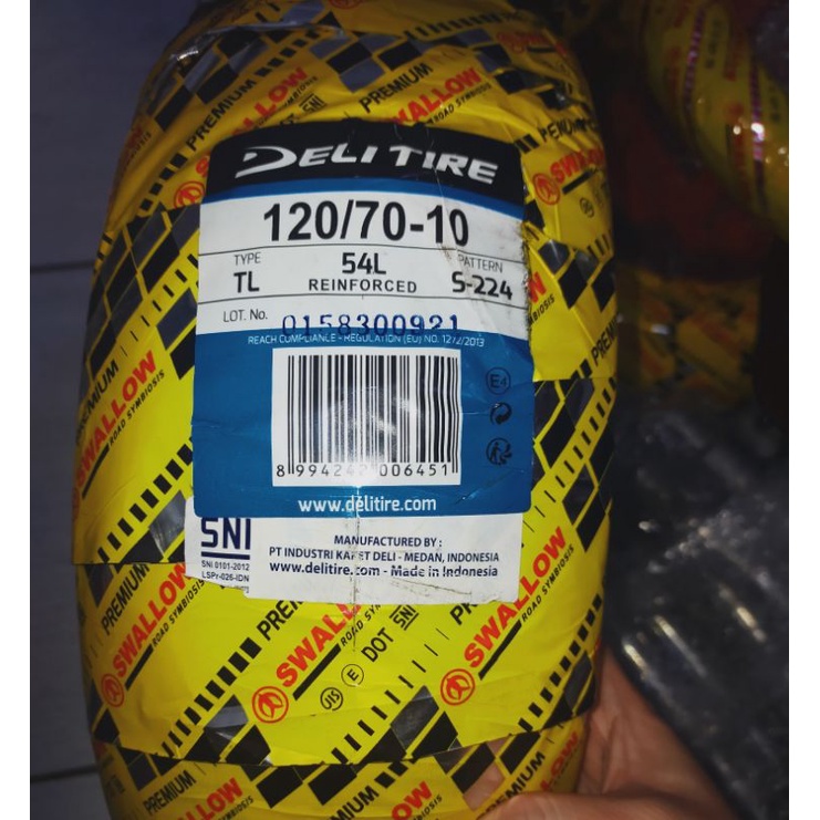 Ban luar swallow S224 - Deli tire s224 - ukuran 120-70-10 - Tubeless