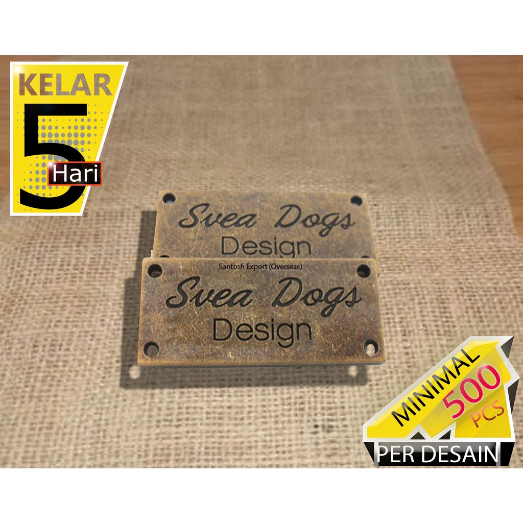 Label cor alloy logam custom untuk merk logo baju seragam tas dan kantong bahan logam besi dan plat 