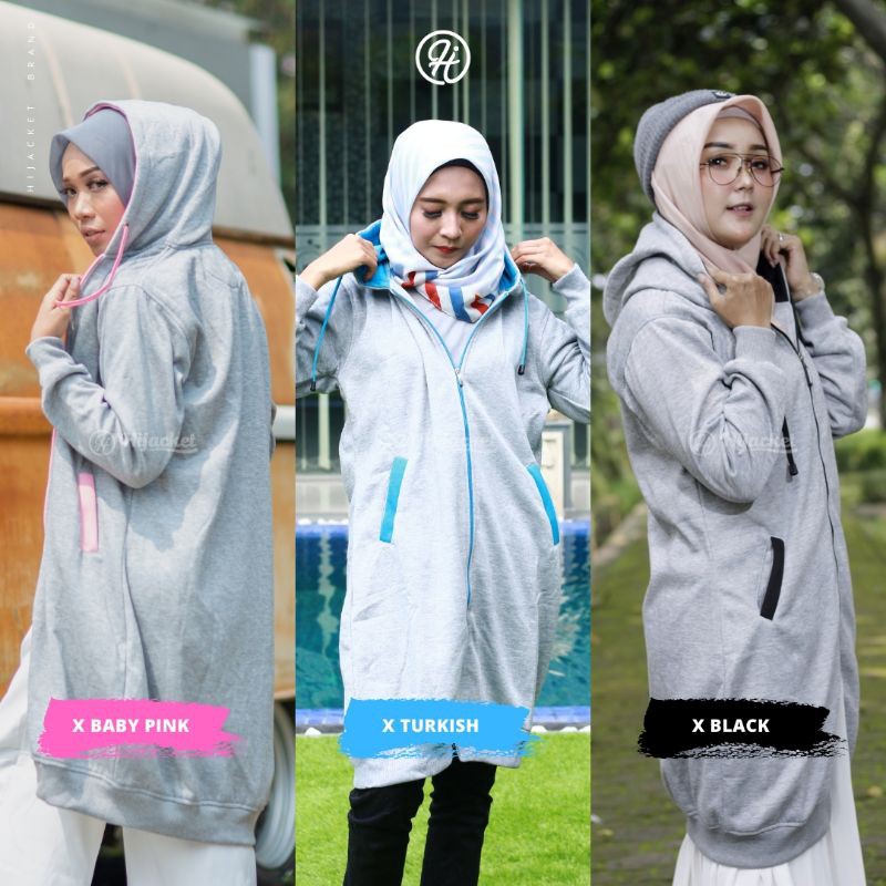 ⭐BUT 1 GET 2 GIFT⭐ HIJACKET® ORIGINAL BASIC GREY SERIES JAKET MUSLIMAH WANITA SYARI-1