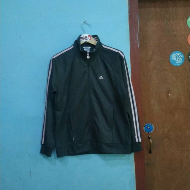 Jaket tracktop adidas climalite strip soft pink