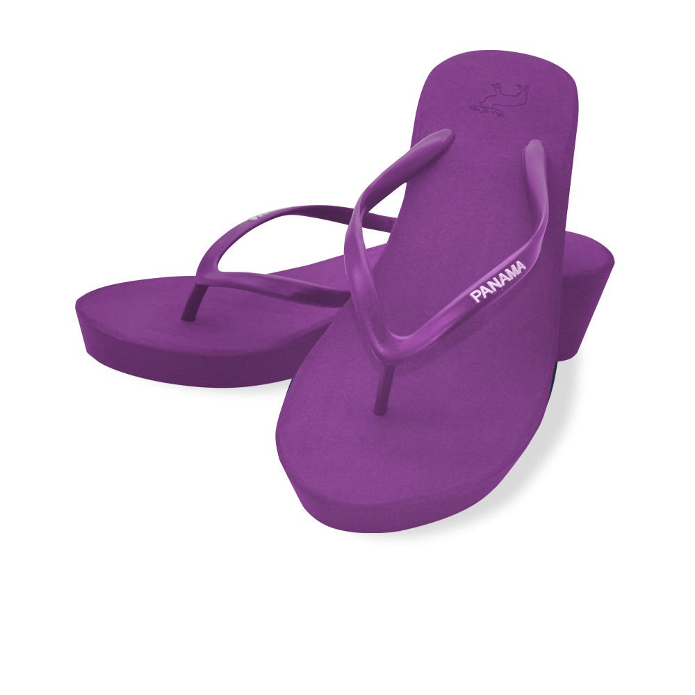 Sandal Jepit Wanita / Sendal Wedges Panama - Chloe Purple