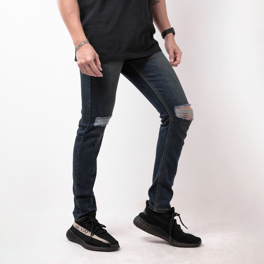 Celana Ripped Jeans Pria / Celana Jeans Sobek Bahan Stretch Denim - (UJ-20)