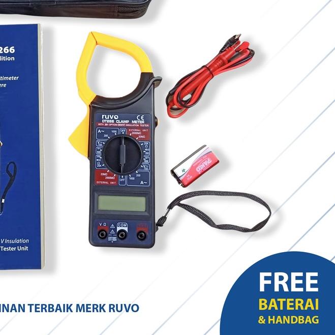 ۩ (BERGARANSI) RUVO Tang Ampere Digital Multimeter / Alat Ukur Listrik Clamp Multi meter DT266 Multi