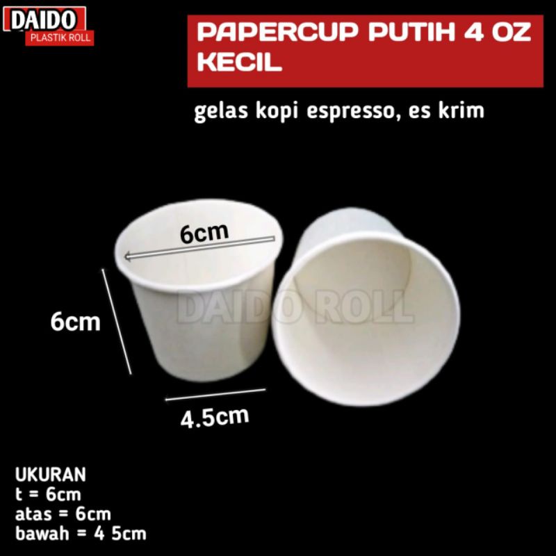 50PCS GELAS PAPER CUP 4OZ KERTAS POLOS FOAM PUTIH KECIL MINI HOT KOPI PANAS COFFE
