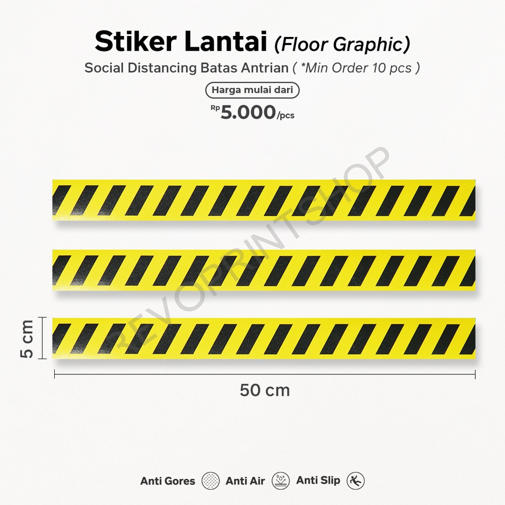 

Stiker Social Distancing 50x5cm / Stiker Jaga Jarak / Stiker Lantai / min pemesanan 10pcs