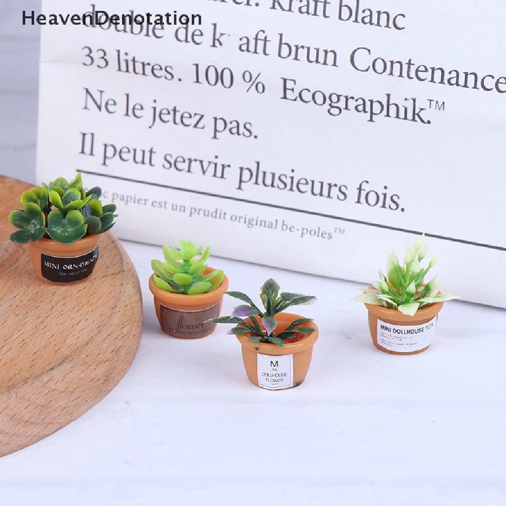 [HeavenDenotation] 4pcs Dollhouse Miniature 1:12 Pot DIY Kitchen Decora Potted plant