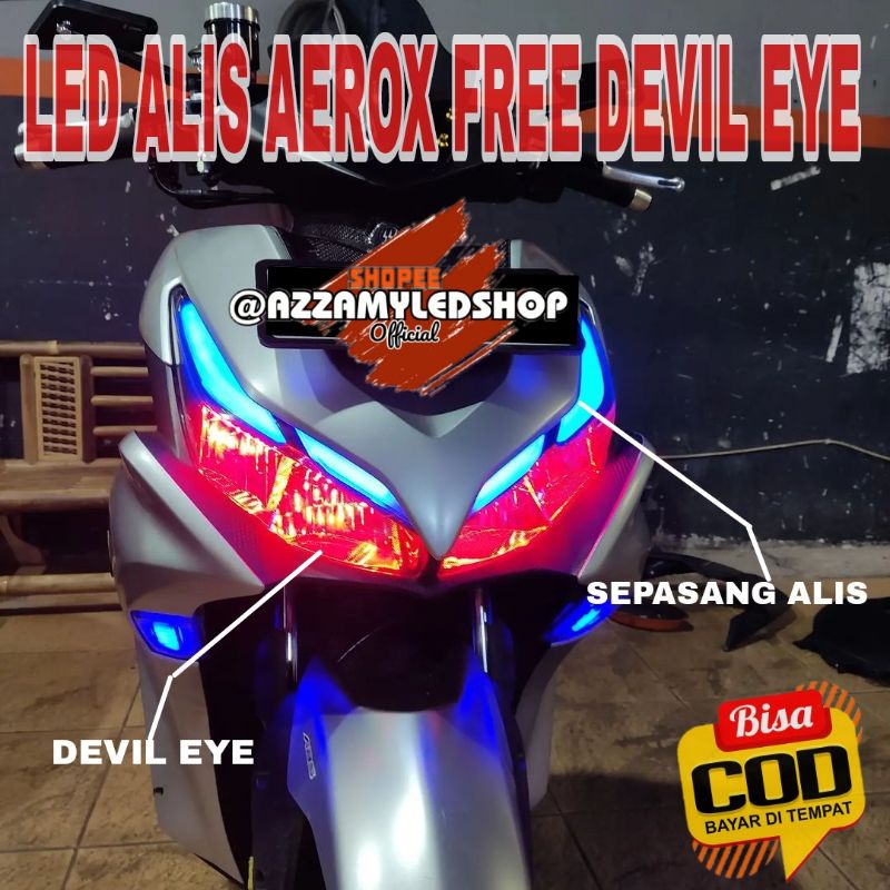 paket lampu alis LED alis Yamaha aerox old aerox new free devil eye demon eye super terang no bintik