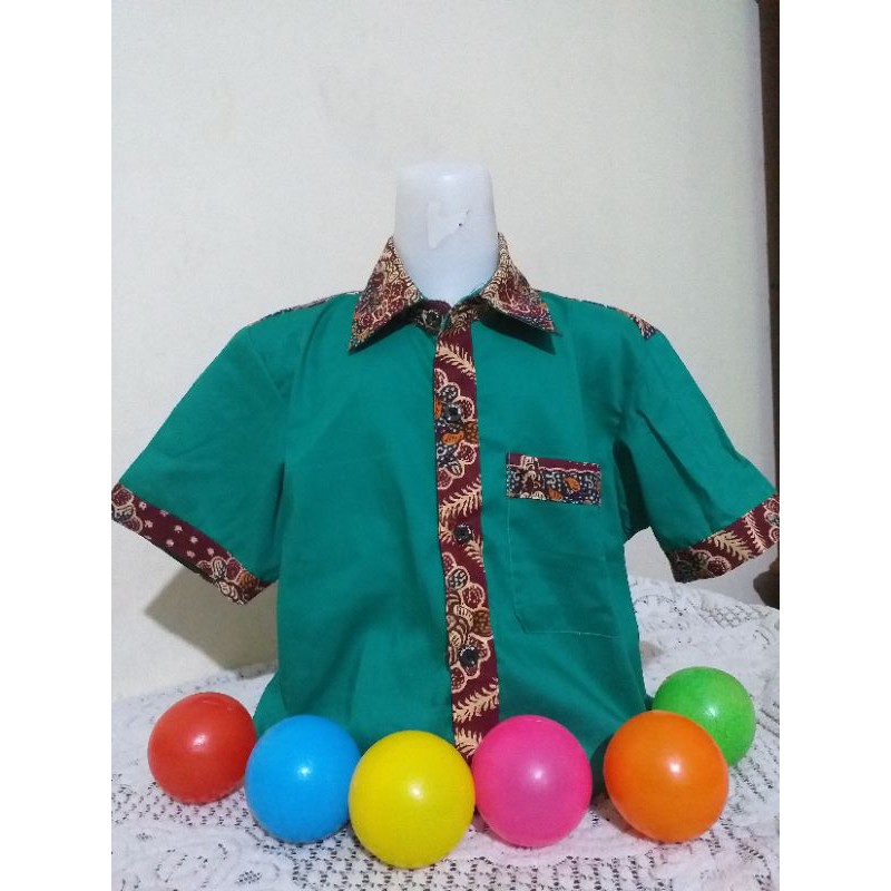 Hem Batik Anak Cowok Warna Hijau