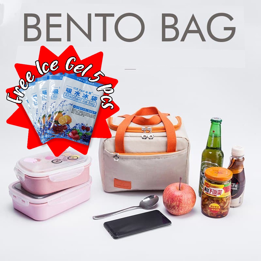 Bento Bag Coller Bag Lunch Bag Tas Bekal Free Ice Gel 5 Pcs