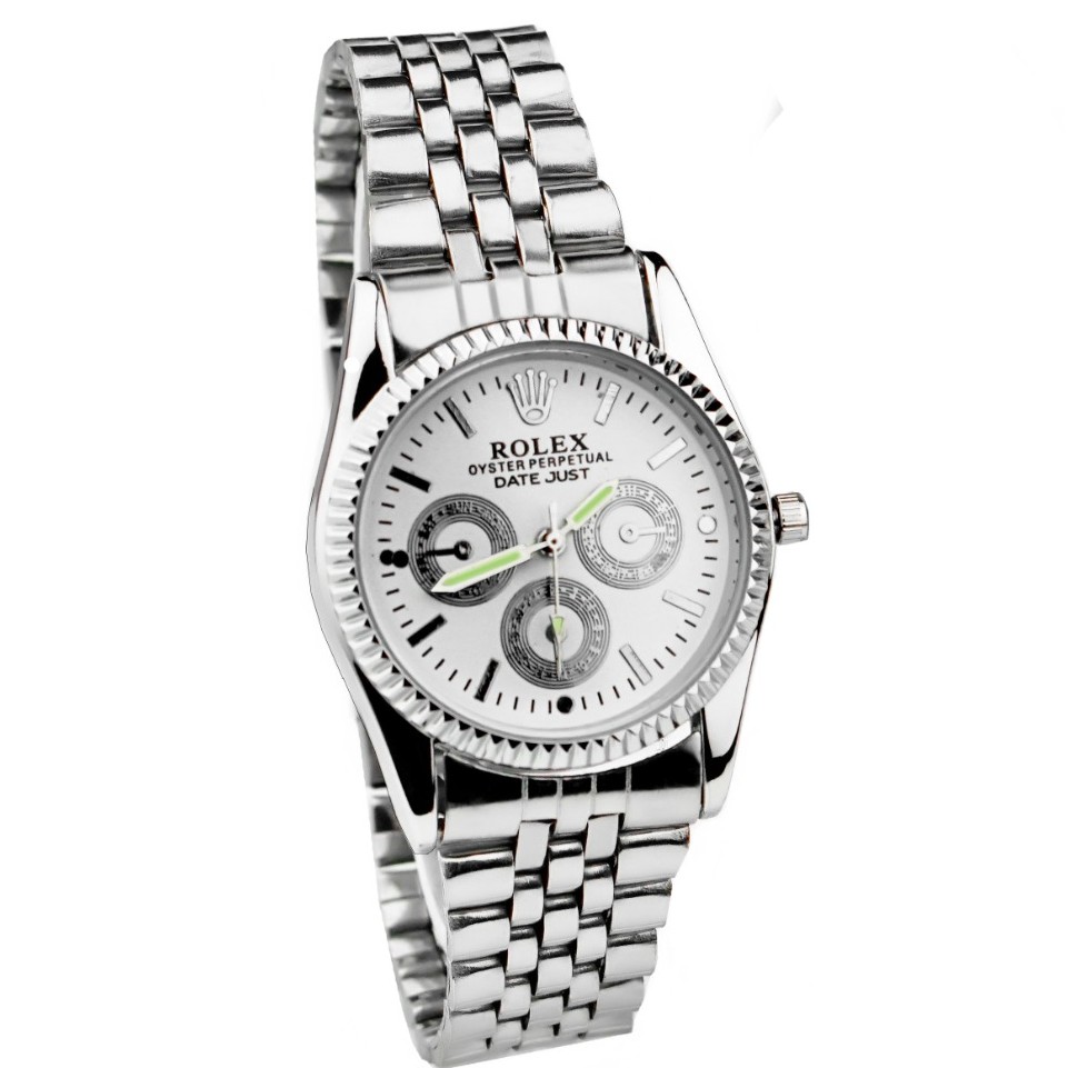 WBS  JAM TANGAN COUPLE FREE BATERAI ✅COD ROLEX RANTAI CHRONO IMPORT GROSIR MURAH SPORT  CASUAL PASANGAN PRIA WANITA ANAK REMAJA DEWASA RX004-PRIA SIL PLAT PUTIH