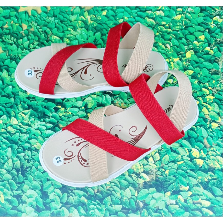 Nadine Sandal Let Anak Wedges 26 - 30 HK Hak 3 Cm Tali Elastic Perempuan Casual Fashion Slop N12