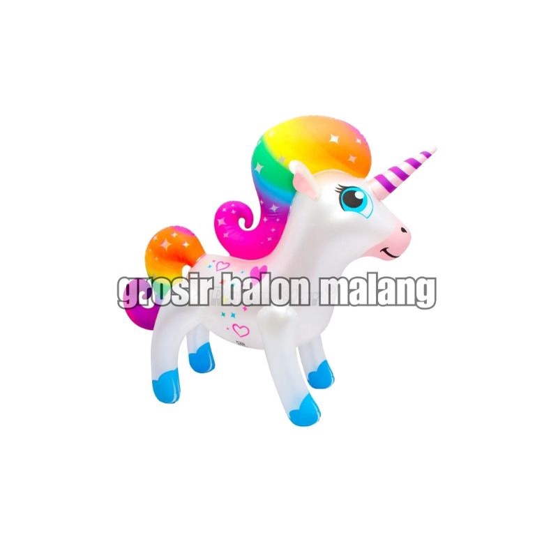 balon tiup tiupan pvc boneka mainan kuda unicorn rainbow 60cm