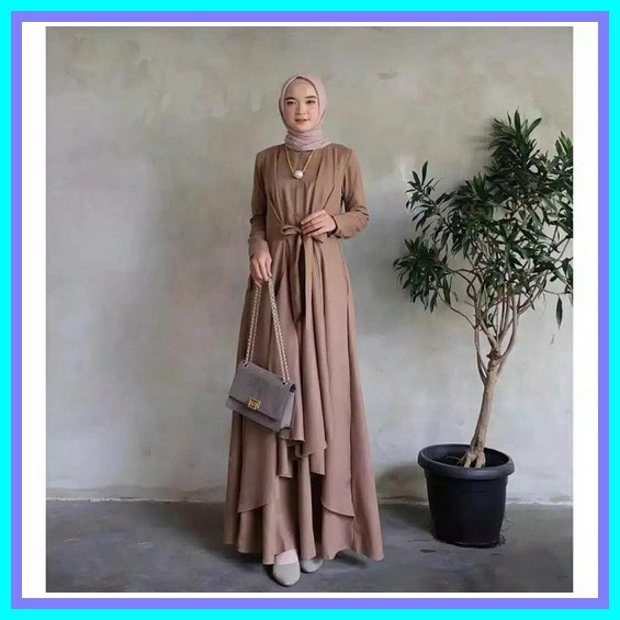 Baju Gamis Gamis Ibu-Ibu Gamis Kondangan Baju Gamis Syari Bisa Cod Kekinian Gamiis Syari Wanita Gamis Pengajian Baju Lebaran Baju Muslimah Baju Gamis Syari Wanita Terbaru Aluna Maxi Dress Termurah - Moca