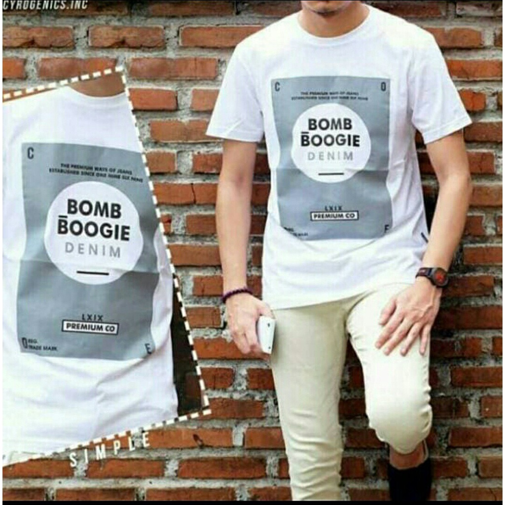 Baju Kaos Pria Distro Original BOMBOGIE Lengan Pendek Cotton Combed 30S Premium M L XL Original Dist