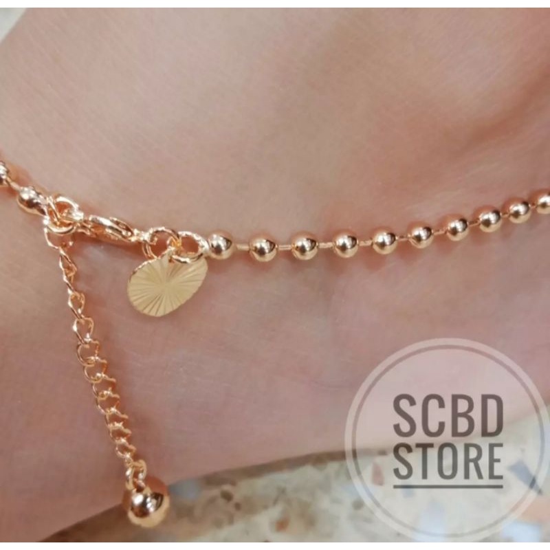 gelang kaki biji ketumbar rosegold fashion wanita titanium original anti luntur dan karat