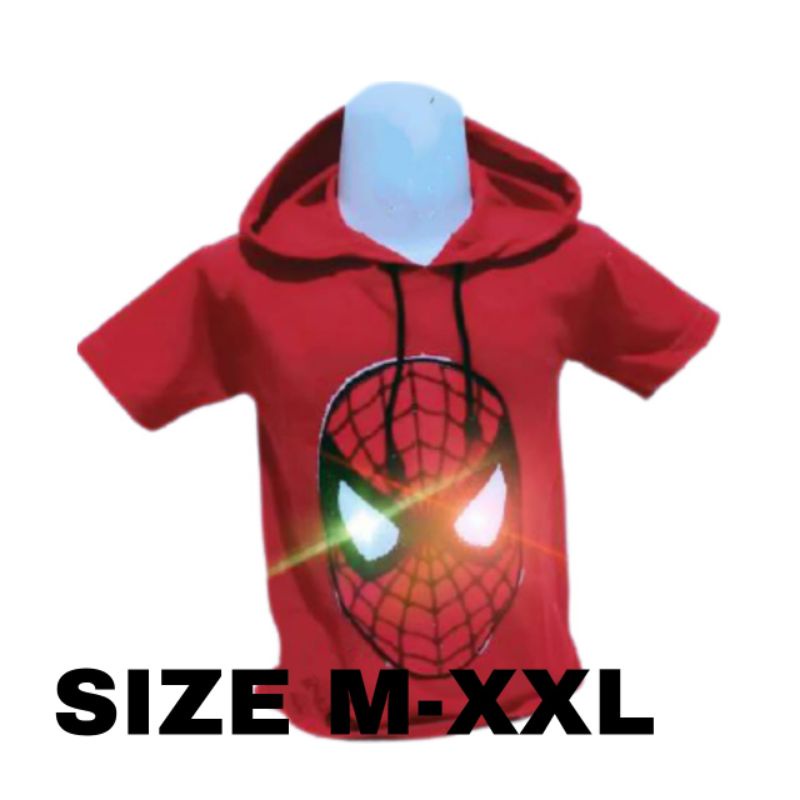 Baju anak kaos led hodie anak superhero led SpidMan