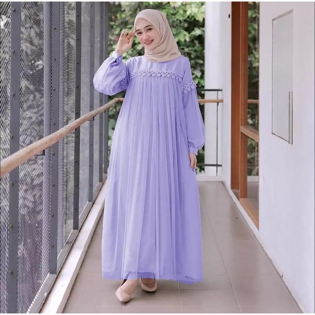 Maxi nuraini dress termurah TILE KELILING  L / XL gamis pesta Maxi Zoya / couple kemeja