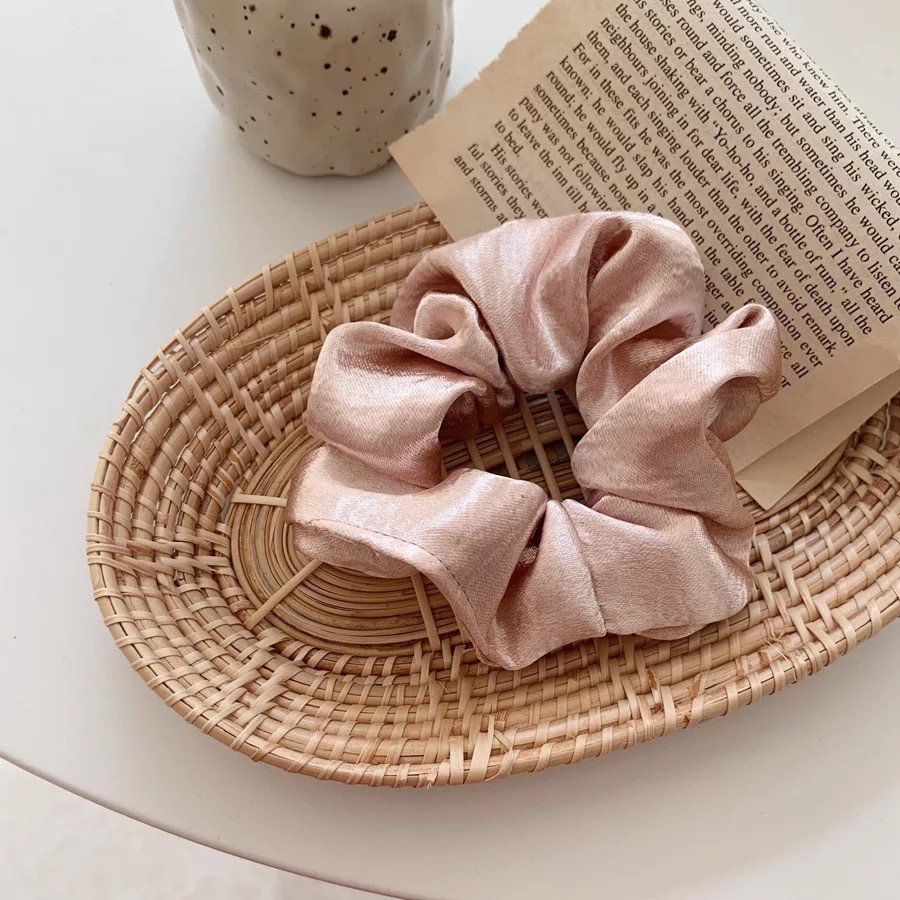 Ikat Rambut Satin Scruchie Fashion Korea [x]-Pink