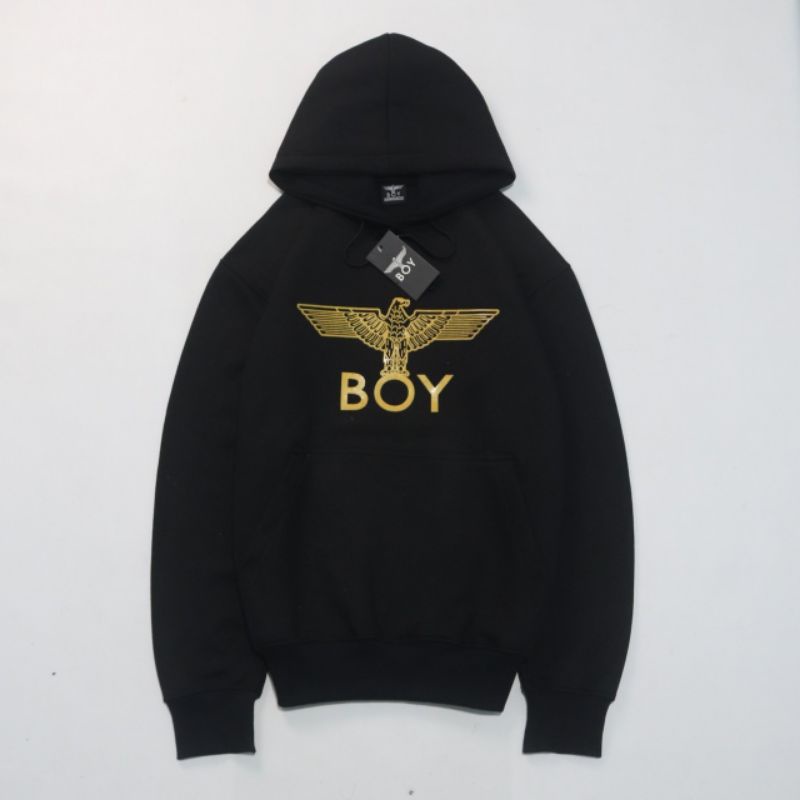 SWEATER HOODIE BOY LONDON HITAM AUTHENTIC GOLD