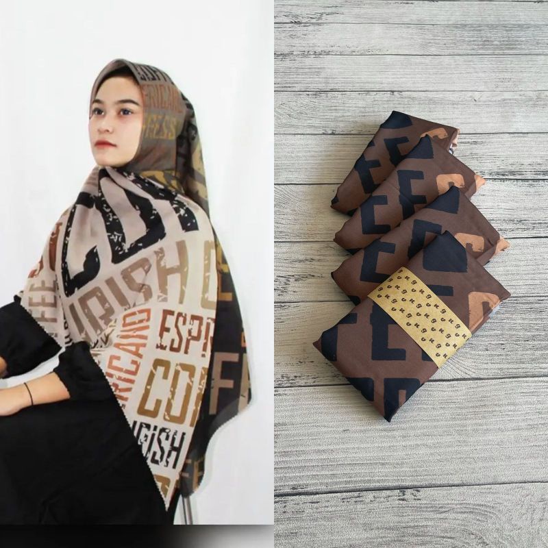HIJAB VOAL COFFEE MOTIF CANTIK SANTRI