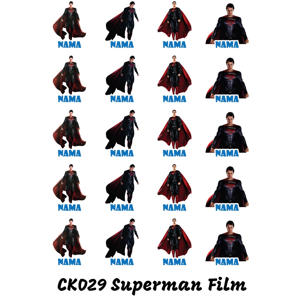 

Sticker Nama Cutting Label Waterproof Tahan Air Superman Film (CK029)