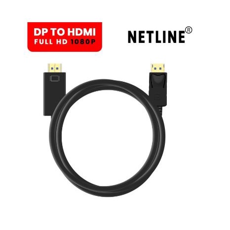 Cable Displayport to hdtv netline 1.8m 4k 2k UHD - Kabel Display port dp to hdtv 1.8 meter 1080p FHD