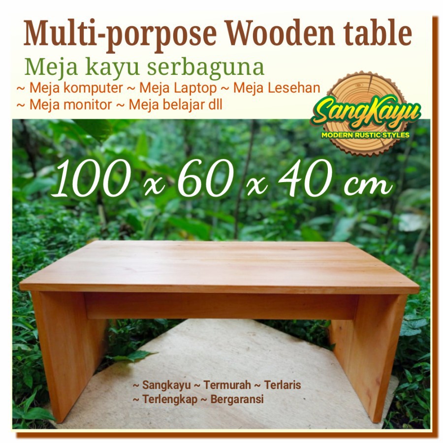 SangKayu Meja Komputer Meja Laptop 100x60x40 cm Meja Lesehan Laptop Table Kayu