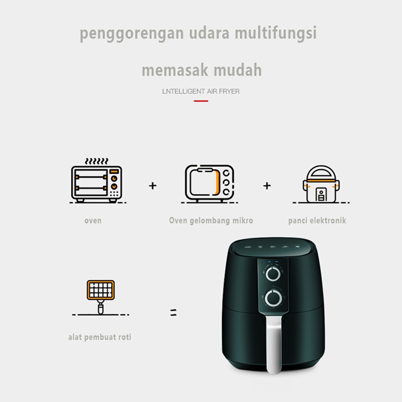 KaisaVilla Air Fryer Low Watt 5L 600w Multifungsi Alat Penggoreng Udara Bebas Minyak Rumah Tangga