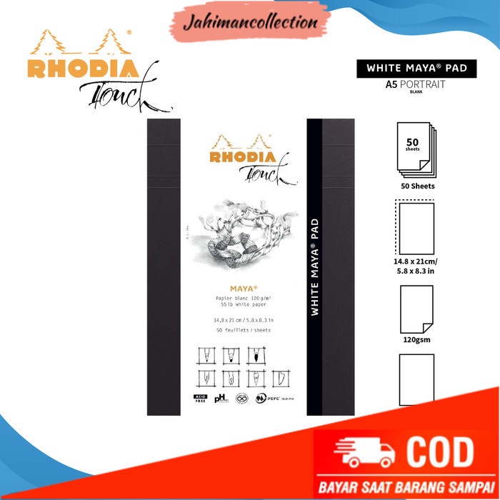 

✨ BISA COD ✨ Buku Sketsa Rhodia Touch A5 White Maya Pad - BLANK PAPER