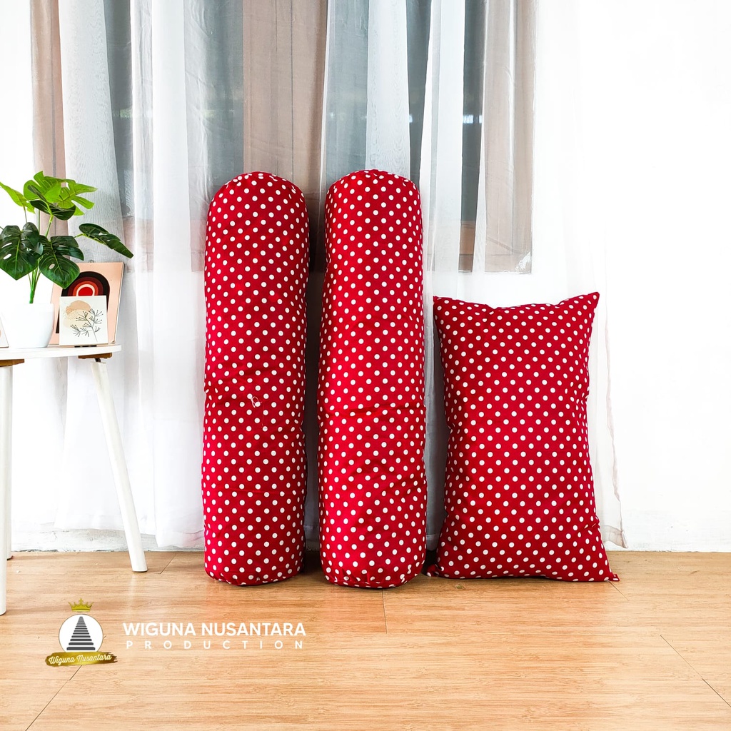 Paket 2 Guling &amp; 1 Bantal Super - Polkadot