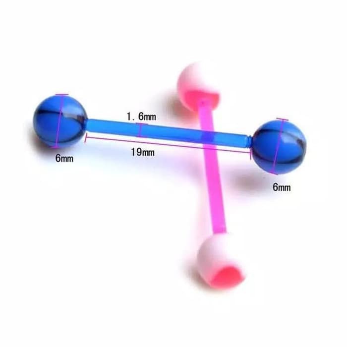 TBI Anting Barbel Lidah Bola Plastik Anti Alergi Tindik Piercing Bibir