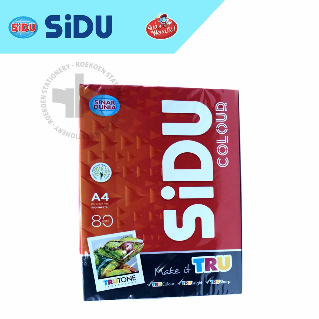 Sidu Colour 500 Kertas Fotocopy HVS Warna A4 80gsm (500 lembar) Black (Hitam)