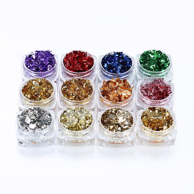 Glitter 12 Colors Gold Silver Foil Decorative Paper Resin Mold Fillings Shiny Sequins Filling Materials Resin Jewelry Making