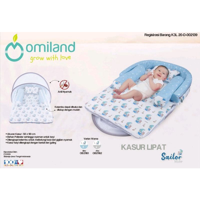 Omiland Kasur Bayi Lipat Bumper + Kelambu Sailor Series