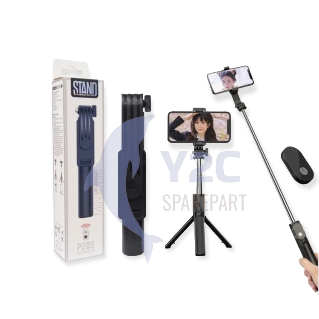 TONGSIS + TRIPOD + REMOTE 3IN1 P20S / SELFIE STICK WIRELESS REMOTE BLUETOOTH SHUTTER / TONGKAT SELFI / TRIPOT