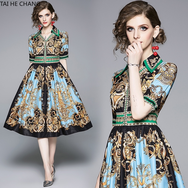  Dress  Wanita  New Retro Vintage Formal  Party A line Print 
