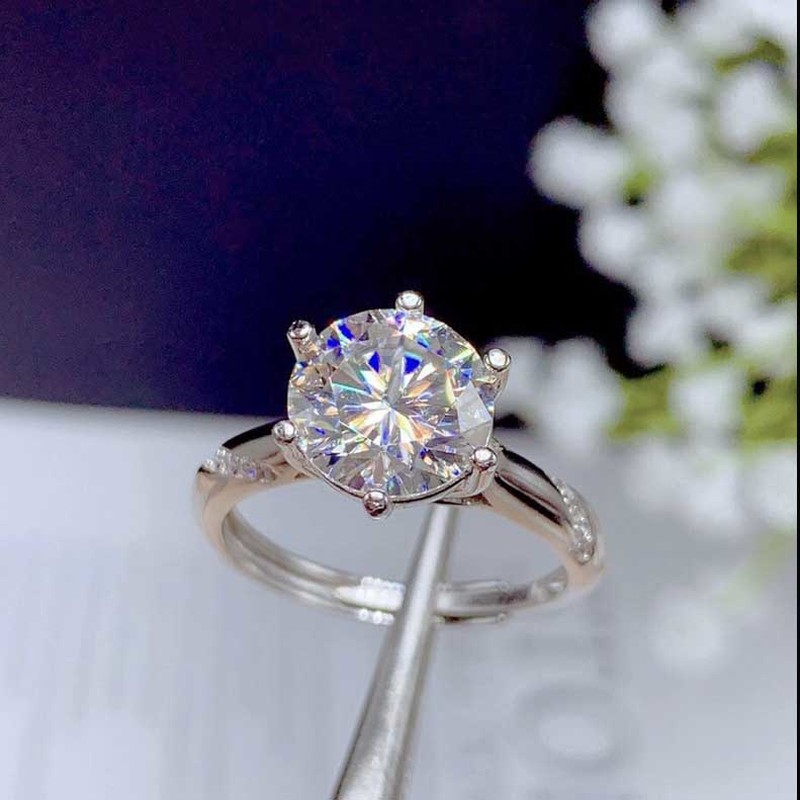 S925 Sterling Perak Cincin Kristal Berlian Fashion Wanita Pertunangan Pernikahan Rings