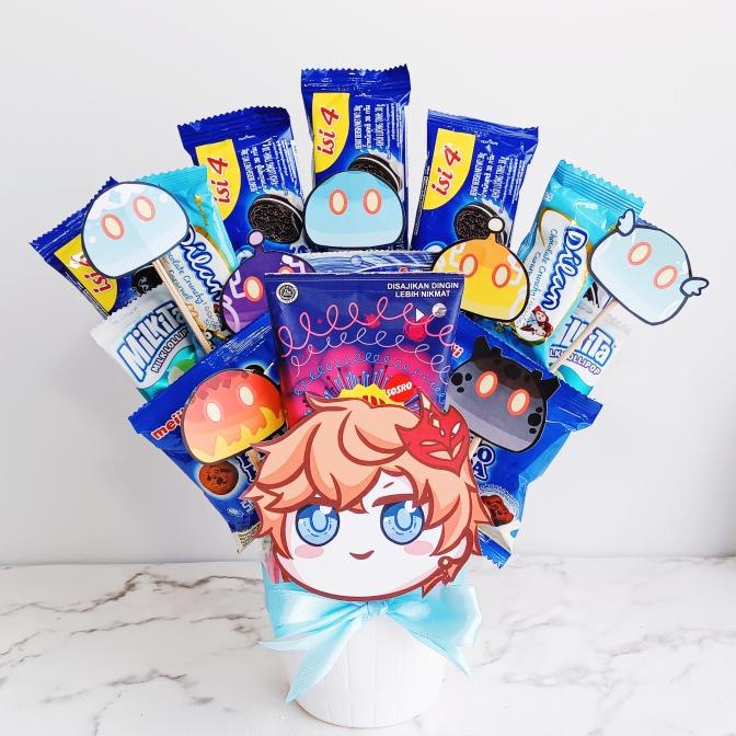 

Sale!!! Paket Snack / Hampers / Gift Box Ultah Character - Gi - Childe - Paling Diminati