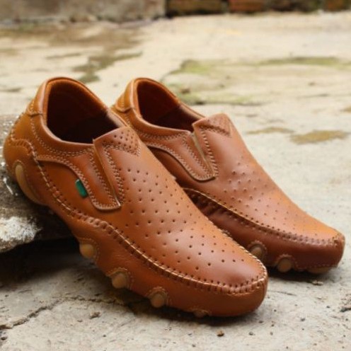 ENOZ X BUFFON - Sepatu Selop Kulit Asli Original Handmade Pria Kasual Slip On Santai Formal Kerja Murah Kuat Kekinian ORI