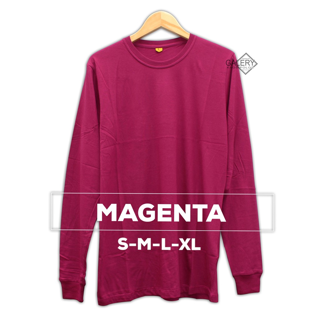 Kaos UNISEX Panjang Magenta Polos Baju distro oblong cewek cowok couple size S M L XL Termurah