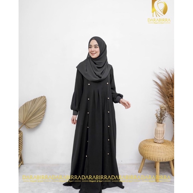 DARABIRRA ORIGINAL Gamis Casual Syar'i Terbaru Fashion MODERN MODIS ELEGAN & SYARI DARABIRRA JETBLAC