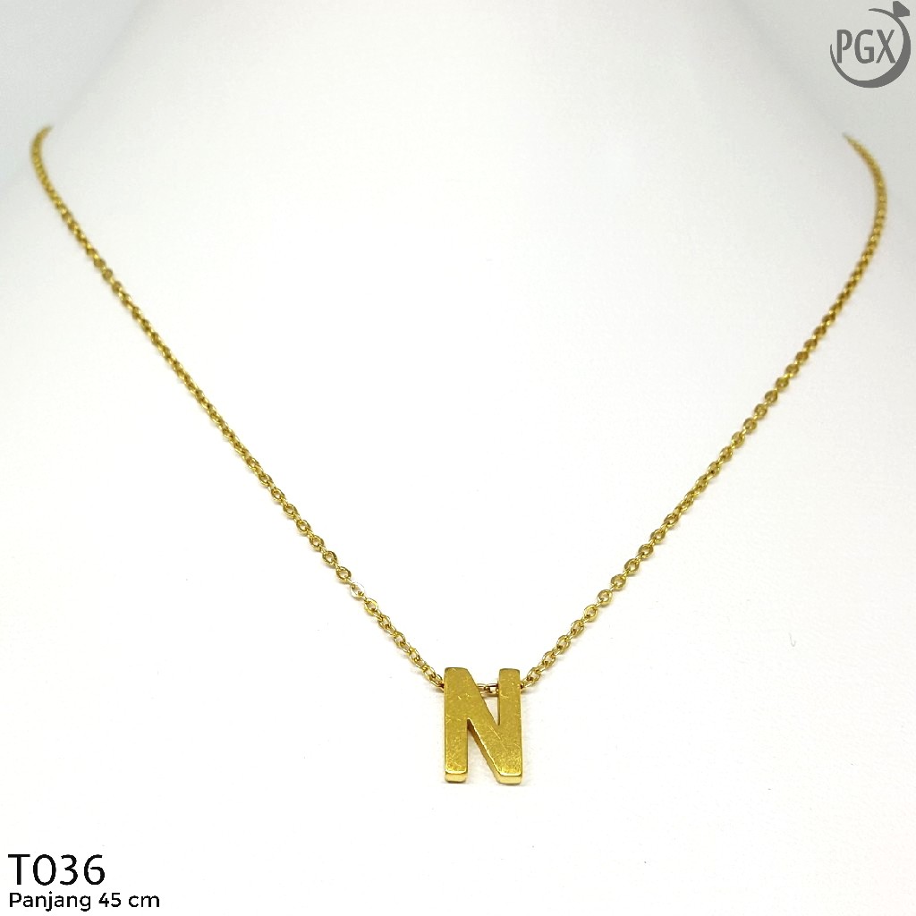 PGX Kalung Titanium Nagita Huruf Inisial Nama Alfabet Anti Karat Aksesoris Fashion - T036