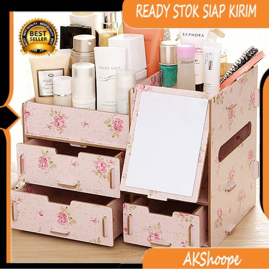 RKR57 RAK KOSMETIK KACA Rak Kosmetik Bahan Kayu CERMIN cosmetic storage R57