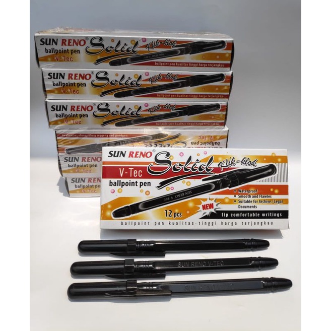 

Ballpoint Pen SUNRENO SOLID V-TEC 1 dus (12pcs) made in Indonesia