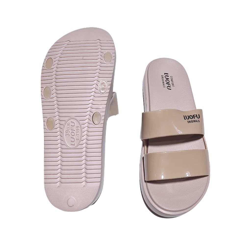 jelly sandal wanita slop ban 2 luofu karet import sendal cewek E7199A1-A01SA