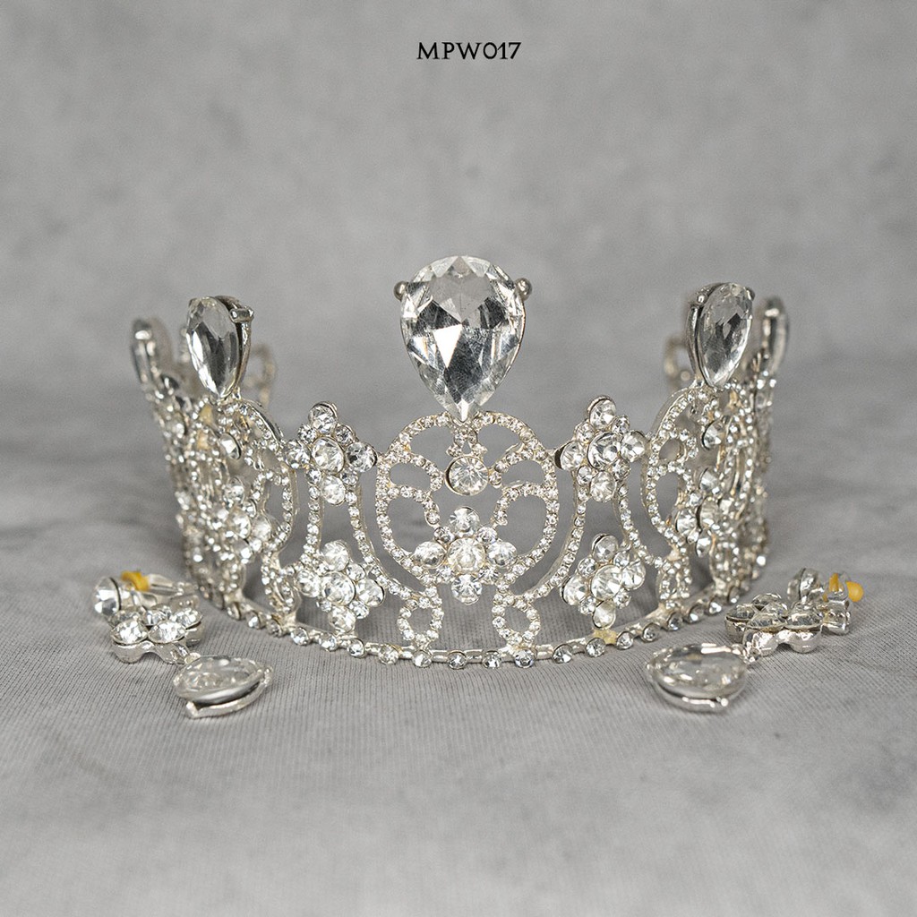 [PRODUK TERMURAH] SET MAHKOTA ANTING AKSESORIS PENGANTIN BRIDAL WEDDING MPW017