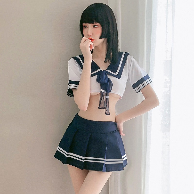 【Wetrose】Tiktok Set Lingerie Kostum Seragam Sekolah Sailor Seifuku Sexy Untuk Wanita