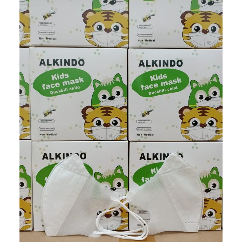 MASKER DUCKBILL ANAK ALKINDO ORIGINAL PUTIH MOTIF 10PCS 20PCS 50PCS