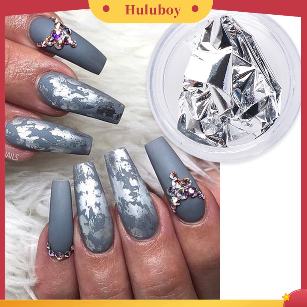 Huluboy Huluboy♡ Stiker Nail Art Ultra Tipis Warna Emas / Silver Untuk Dekorasi Manicure DIY